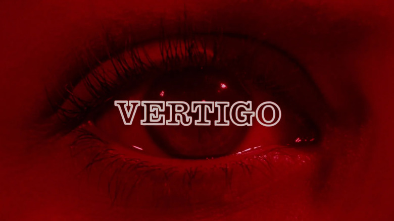 Title card in Vertigo with a red-lit eye