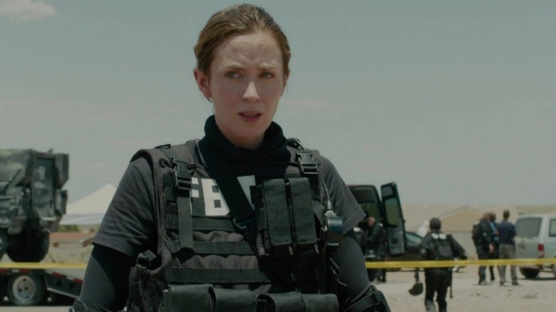 Kate Macer (Emily Blunt) wearing FBI gear in Sicario