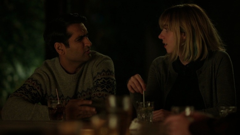 Kumail (Kumail Nanjiani) getting a drink with Emily (Zoe Kazan) in The Big Sick