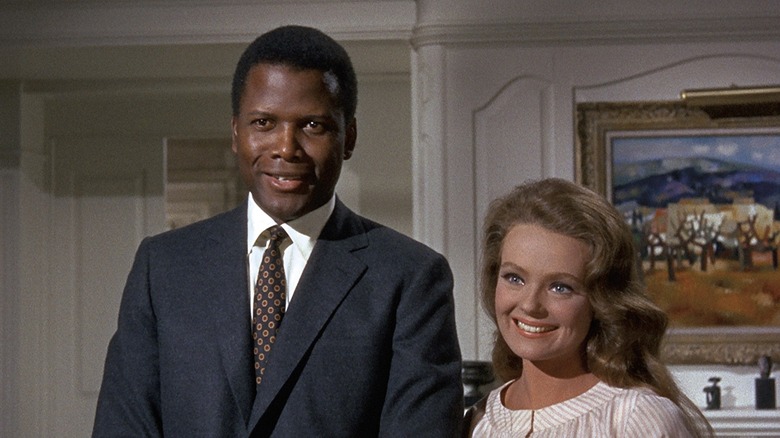Dr. John Wade Prentice (Sidney Poitier) and Joanna "Joey" Drayton (Katharine Houghton) meet Joey's parents in Guess Who's Coming to Dinner
