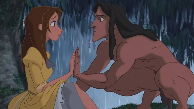 Tarzan touching hands with Jane in Tarzan