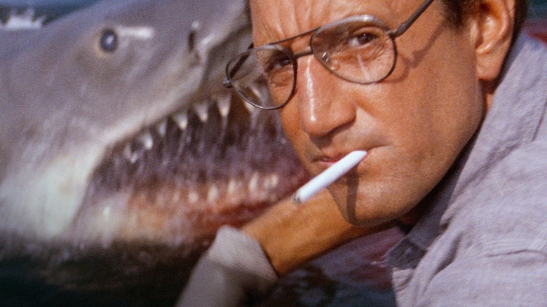 Roy Scheider as Chief Brody gets a surprise visit from Bruce in Jaws