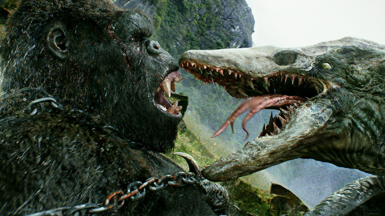 King Kong squares off with a monster in Kong: Skull Island