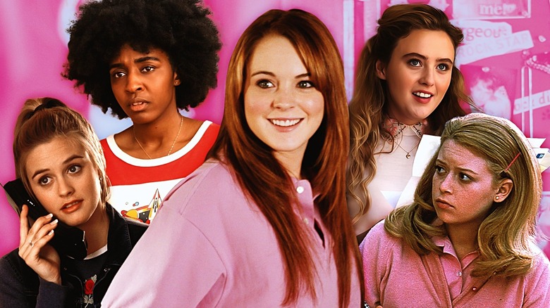 Alicia Silverstone as Cher in Clueless, Ayo Edebiri as Josie in Bottoms, Lindsay Lohan as Cadie in Mean Girls, Kathryn Newton as Julie in Blockers, and Natasha Lyonne as Megan in But I'm A Cheerleader