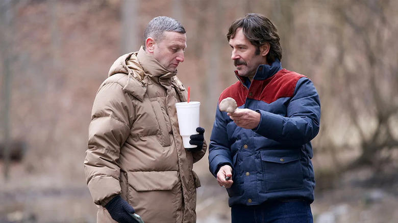 Craig (Tim Robinson) and Austin (Paul Rudd) examine a strange object in Friendship