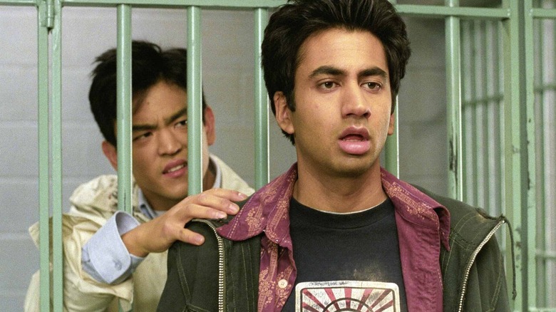 Harold (John Cho) and Kumar (Kal Penn) are stuck in jail in Harold & Kumar Go to White Castle
