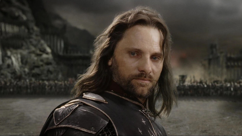 Viggo Mortensen as Aragorn ready for the final battle in The Lord of the Rings: The Return of the King