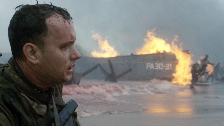 Captain Miller (Tom Hanks) on the beaches of Normandy in Saving Private Ryan