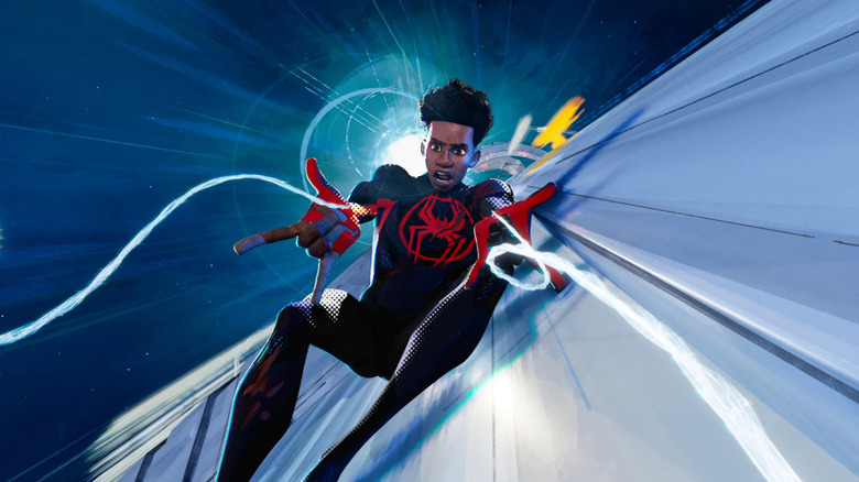 Miles Morales shoots webs in Spider-Man: Across the Spider-Verse.