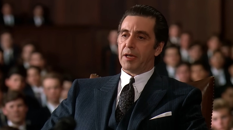 Lt. Col. Frank Slade (Al Pacino) in a courtroom in Scent of a Woman