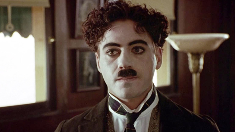 Robert Downey Jr. as Charlie Chaplin in the movie Chaplin