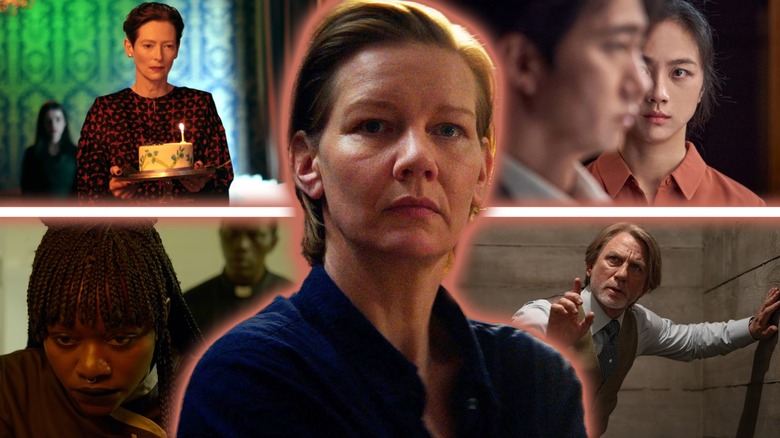 Tilda Swinton as Julie in The Eternal Daughter, Sandra Hüller as Sandra in Anatomy of a Fall, Park Hae-il as Hae-jun and Tang Wei as Seo-rae in Decision to Leave, Babetida Sadjo as Marie and Souléymane Sy Savané as Father Patrick in Our Father, the Devil, and Daniel Craig as Benoit Blanc in Wake Up Dead Man