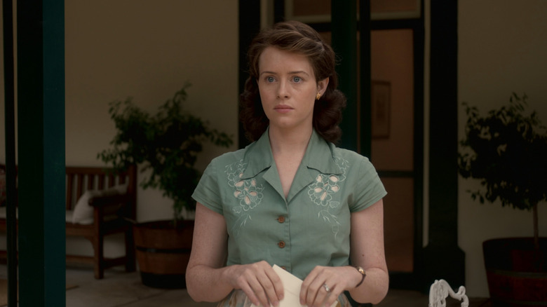 Elizabeth (Claire Foy) learns of her father's death in The Crown