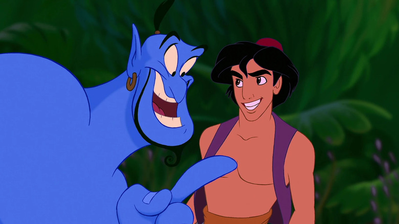 Genie (Robin Williams) speaks with Aladdin (Scott Weinger) in Aladdin (1992)
