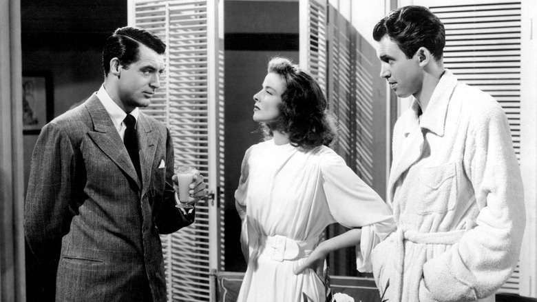 Cary Grant as C.K. Dexter Haven and Katharine Hepburn as Tracy Lord talking in The Philadelphia Story