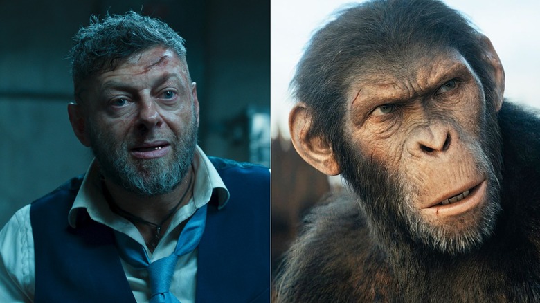 Andy Serkis as Klaue in Black Panther and Caeser in War for the Planet of the Apes.