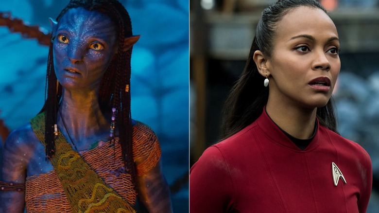 Zoe Saldaña as Neytiri in Avatar: Fire and Ash and Nyota Uhura in Star Trek.