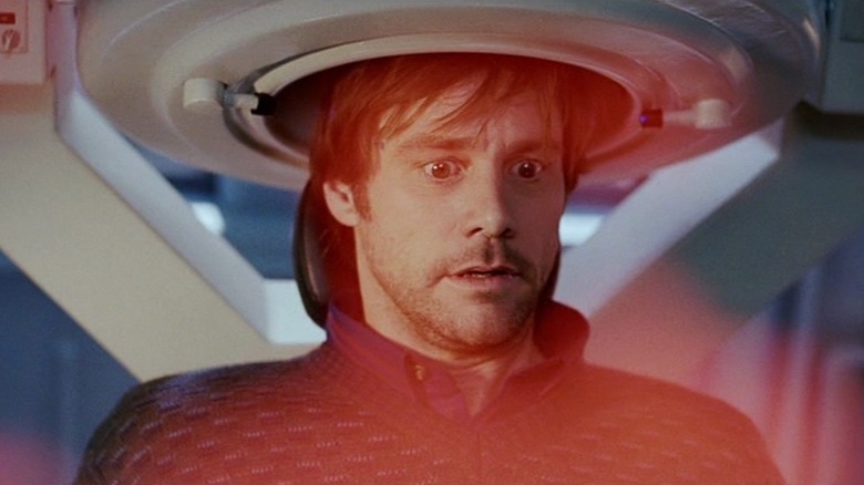 Joel Barish (Jim Carrey) inside a machine in Eternal Sunshine of the Spotless Mind