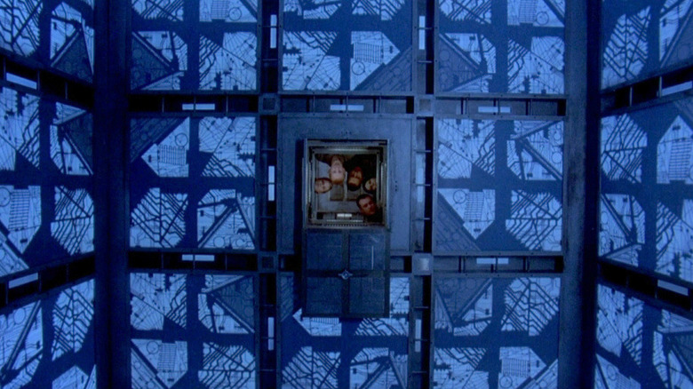 five strangers survey their strange predicament in Cube