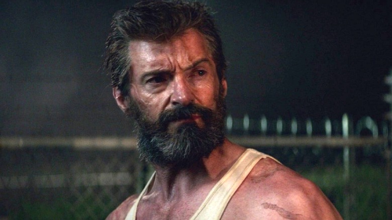 Hugh Jackman as Wolverine scowling in Logan