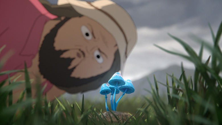 Marshall looking at blue mushrooms on Common Side Effects