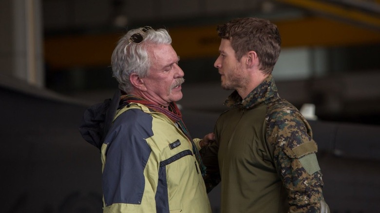 Tom Berenger as Thomas and Chad Michael Collins as Brandon, having a father/son chat in Sniper: Ultimate Kill