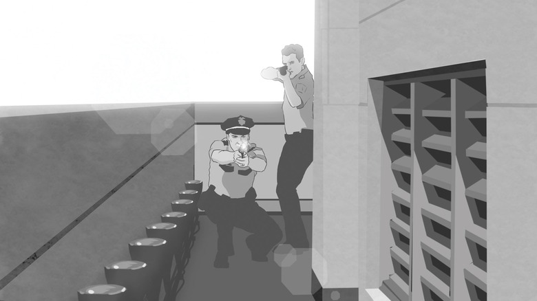 police officers, closing in on the shooter in Tower