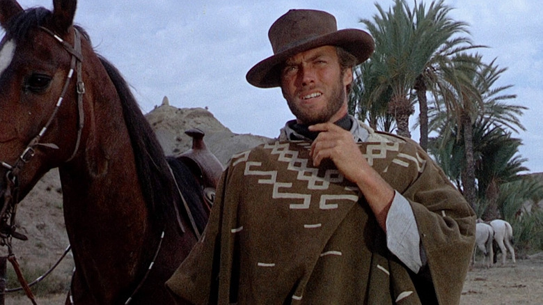 Clint Eastwood as Manco, arriving on the scene in For a Few Dollars More