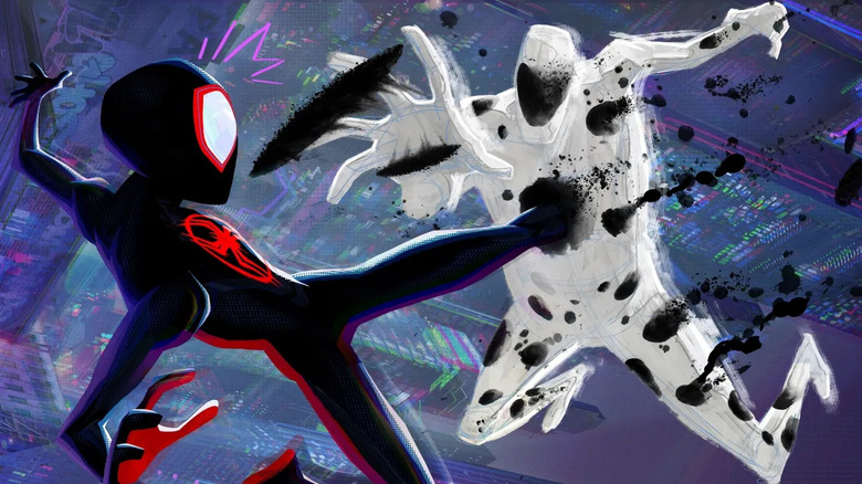 Spider-Man fights the Spot in Spider-Man: Across the Spider-Verse.