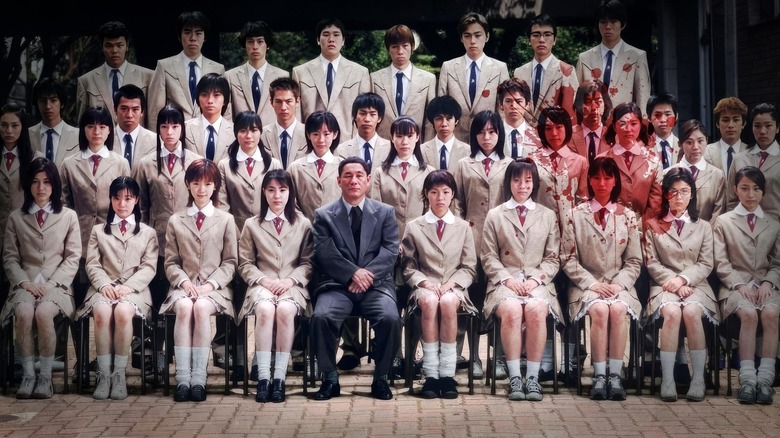 a full class photo from Battle Royale