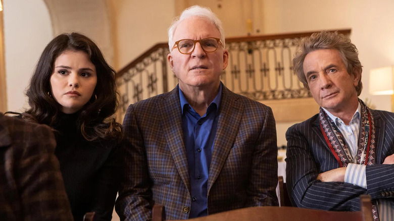 Selena Gomez as Mabel, Steve Martin as Charles, and Martin Short as Oliver in Only Murders in the Building