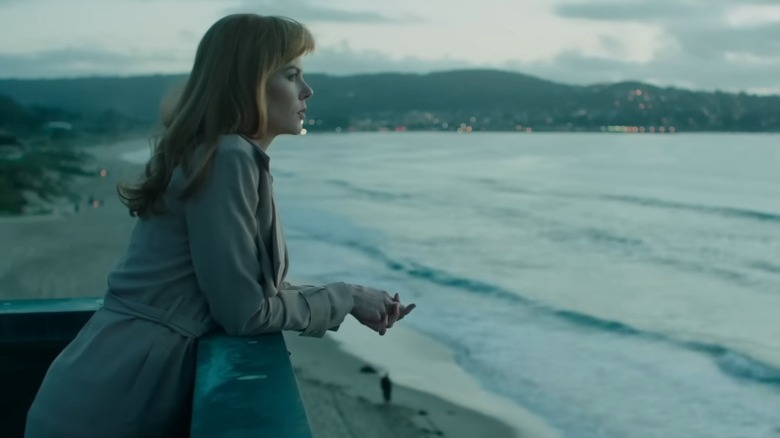 Nicole Kidman as Celeste Wright gazing out of a balcony overlooking the beach on Big Little Lies