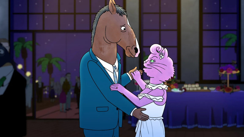 Bojack and Princess Carolyn dance together at her wedding on BoJack Horseman