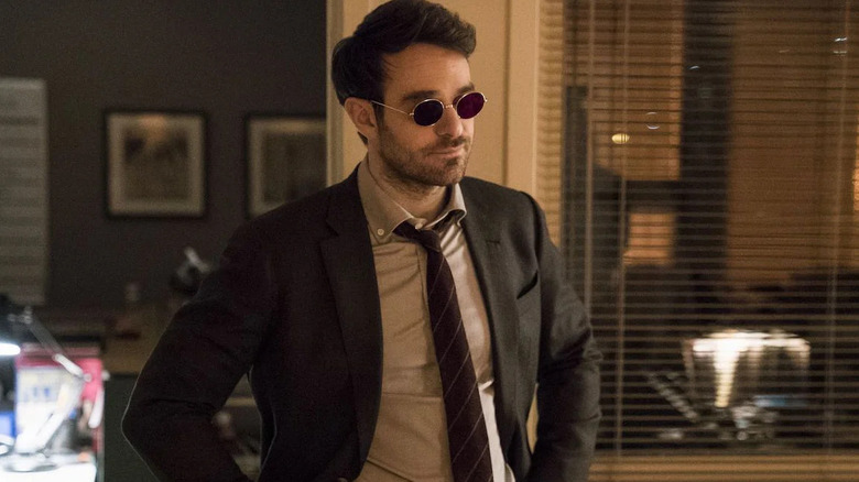 Charlie Cox as Matt Murdock, standing in his law office on Daredevil