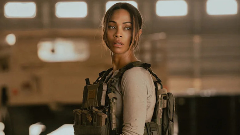 Joe McNamara (Zoe Saldaña) wearing army gear on Special Ops: Lioness