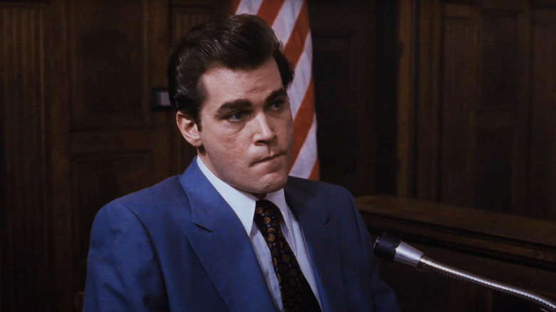 Henry Hill (Ray Liotta) sits on the witness stand in Goodfellas