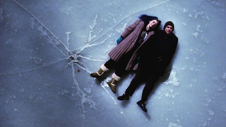 Kate Winslet and Jim Carrey as Clementine and Joel lying on a cracking ice lake in Eternal Sunshine of the Spotless Mind