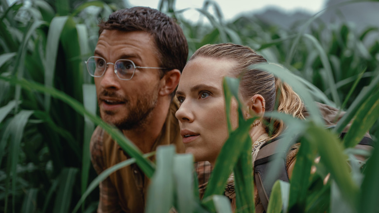 Scarlett Johansson as Zora Bennett and Jonathan Bailey as Dr. Henry Loomis in Jurassic World Rebirth.