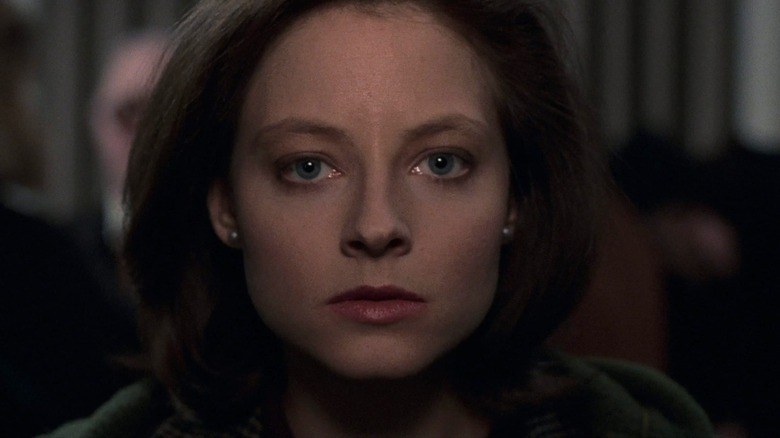 Close up of Clarice Starling (Jodie Foster) in Silence of the Lambs
