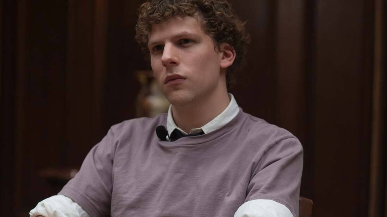 Mark Zuckerberg (Jesse Eisenberg) listening intently in The Social Network