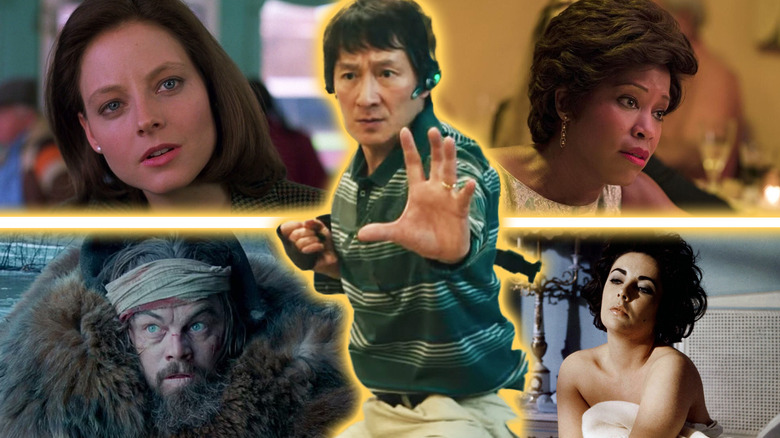 Composite image of Jodie Foster in Silence of the Lambs, Ke Huy Quan in Everything Everywhere All At Once, Regina King in If Beale Street Could Talk, Leonardo DiCaprio in The Revenant, and Elizabeth Taylor in Butterfield 8