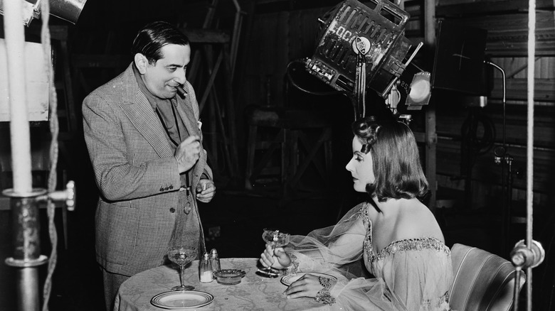 Ernst Lubitsch chatting with Greta Garbo on set of Ninotchka