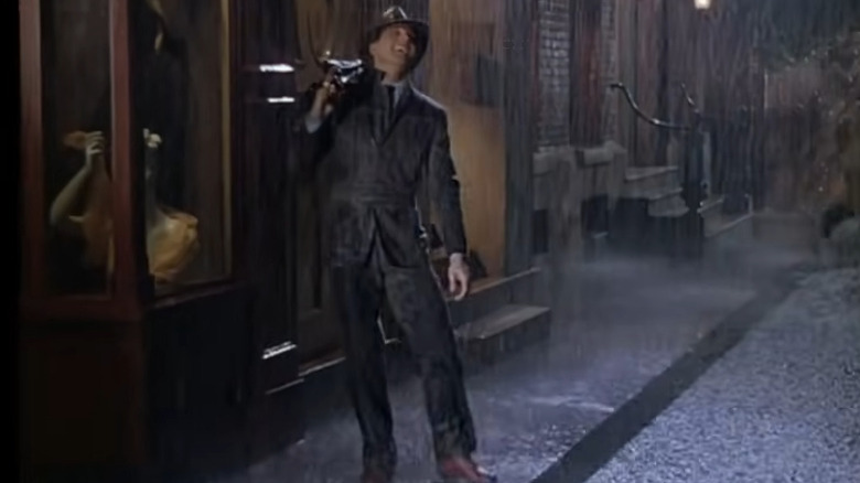 Don Lockwood (Gene Kelly) singing in the rain in Singin' in the Rain
