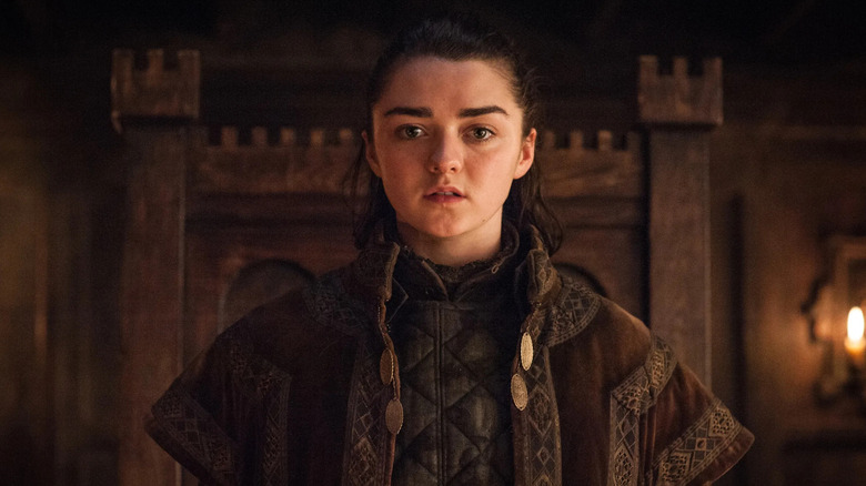 Maisie Williams as Arya dressed as Walder Frey in Game of Thrones