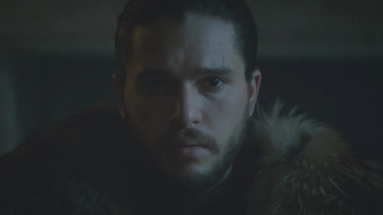 Kit Harington as Jon Snow staring at the camera in Game of Thrones