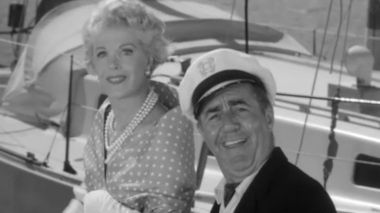 Thurston Howell III (Jim Backus) and Eunice Howell (Natalie Schafer) boarding a ship on Gilligan's Island