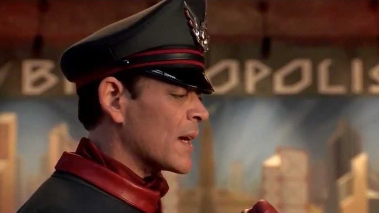 Raul Julia as M. Bison in a profile shot in Street Fighter