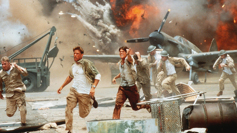 Explosions on the airfield in Pearl Harbor