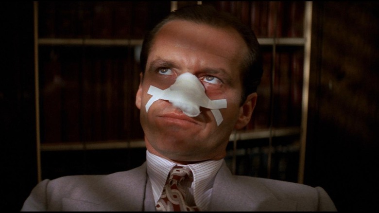 Jack Nicholson as Jake, dealing with consequences in Chinatown