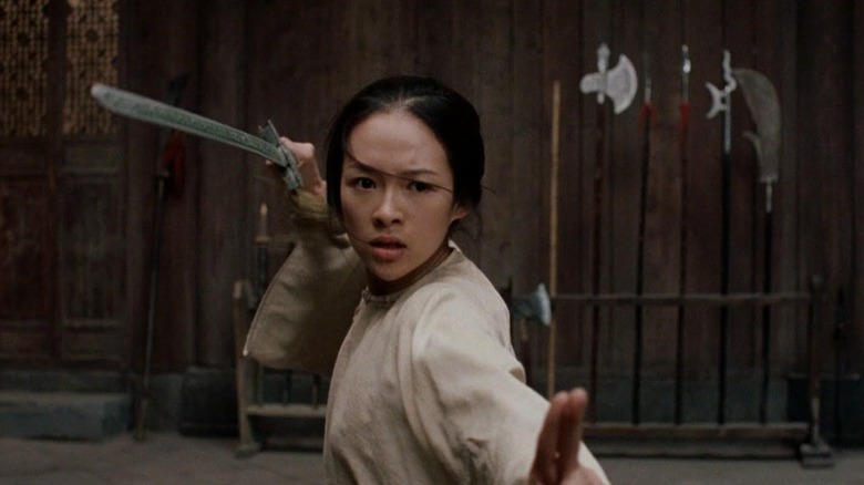 Zhang Ziyi as Jen, engaged in battle in Crouching Tiger, Hidden Dragon